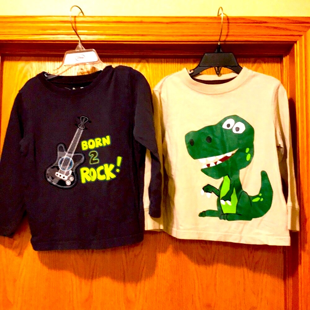 2 jumping beans boy 4T toddler cotton graphic T-shirts dinosaur electric guitar